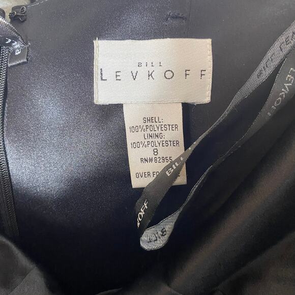 Bill Levkoff Sz 8 Black Satin Sleeveless Mini Dress Cocktail Party Formal - Picture 4 of 7